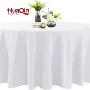 Hot Sale White Round 108Inch Polyester Table Cloths Round Tablecloth Wedding