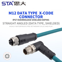 Cable de Datos Industrial M12 X-Code de 8 Pines Personalizado para Cámara, Conector Impermeable Cat6a Macho/Hembra Recto/Angular, Enchufe de Aviación