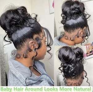 Perruques à dentelle frontale Body Wave en cheveux humains, dentelle complète 360, dentelle HD transparente, cheveux vierges brésiliens, couleur naturelle pour femmes noires - Product Image 2