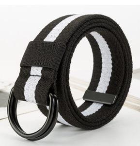 Cinturón de lona Cinturón versátil Cinturón de doble hebilla Cinturón de lona a rayas para hombres y mujeres - Product Image 5