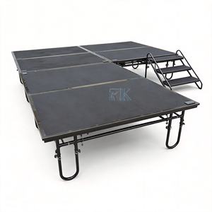 Scène pliante en acier RK 800 kg/m, 4x8 pieds, hauteur réglable avec roues, tapis noir pour événements hôteliers - Product Image 1