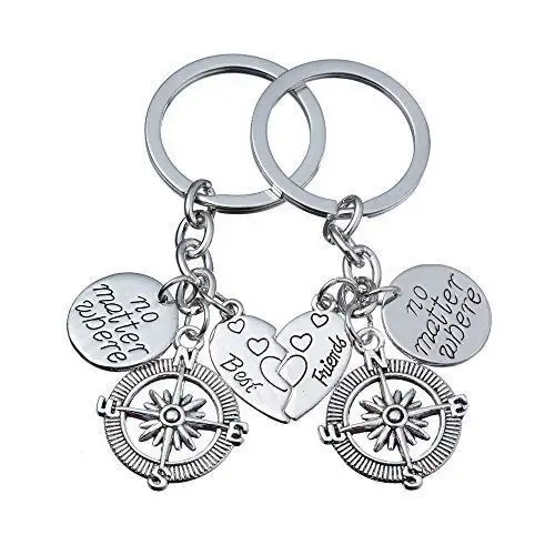 DIY beste freunde keychain Kompass schlüsselanhänger egal wo schlüssel kette BFF Geburtstag Geschenk Kompass schlüssel ring schmuck