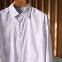 Kemeja Pria Anti Kusut untuk Kerja: 100% Katun, Pewarnaan Benang dengan Garis Vertikal Halus