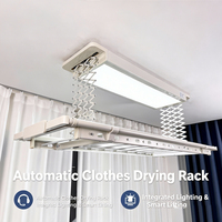 Séchoir à linge électrique pliable à LED avec poteau rotatif, directement de l'usine, avec télécommande pour installation au plafond de balcon