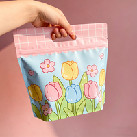 Sac d'emballage refermable coloré personnalisé avec imprimé floral mat, réutilisable, imperméable et anti-odeur