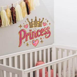 Adesivi <span class=keywords><strong>murali</strong></span> impermeabili autoadesivi con corona dorata rosa 'Principessa' per camerette di ragazze e soggiorni - Product Image 4