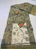 Tissu en dentelle de tulle brodé de fleurs 3D, perles et paillettes, luxueux et élégant, pour robe de mariée, en polyester