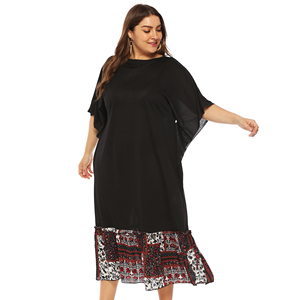 All'ingrosso Plus Size <span class=keywords><strong>abito</strong></span> Vintage manica <span class=keywords><strong>a</strong></span> <span class=keywords><strong>pipistrello</strong></span> cravatta lunga <span class=keywords><strong>abito</strong></span> Casual - Product Image 3