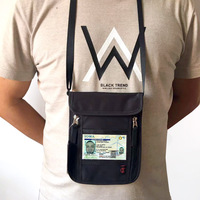 Dompet Leher Penyimpanan Paspor, Dompet Leher Perjalanan Anti-RFID dengan Tali Leher yang Dapat Disesuaikan untuk Menyimpan Dokumen Paspor Anda