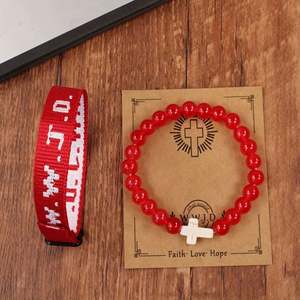 Pulsera de punto jacquard con letras WWJD para mujeres y hombres, joyería cristiana ¿Qué haría Jesús? - Product Image 5