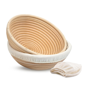Factory Customize Banneton <b>Bread</b> Proofing <b>Basket</b> Sourdough Proofing <b>Bread</b> 9 Inch Rattan <b>Baskets</b> with Cloth Liners - Product Image 1