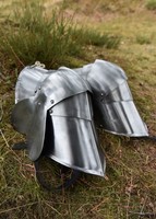 Paire de poleynes médiévales du XVe siècle en acier, faites à la main, pour chevalier, protection des genoux, style gothique, polies, protection des jambes, costume antique traditionnel