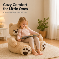 Adorable fauteuil-canapé en peluche douce pour enfants, avec corps en fourrure et assise en velours côtelé, idéal pour la décoration d'un coin lecture