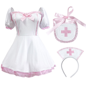 Costume Lolita Thème Médical Rose et Blanc pour <span class=keywords><strong>Femme</strong></span>, Robe Mignonne, Chapeau, Tablier, Déguisement de Personnage pour Spectacle Scénique, Vente en Gros - Product Image 1