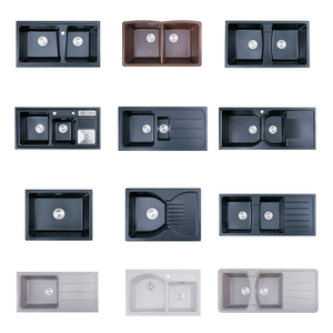 Évier <span class=keywords><strong>en</strong></span> granit naturel, évier noir <span class=keywords><strong>en</strong></span> <span class=keywords><strong>pierre</strong></span> de quartz, évier de cuisine <span class=keywords><strong>en</strong></span> granit avec planche - Product Image 4