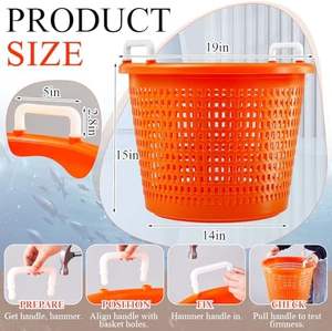 <span class=keywords><strong>Panier</strong></span> de rangement en plastique lourd orange pour utilisations multiples pour la pêche aux écrevisses et le stockage liquide des fruits, légumes et aliments - Product Image 3