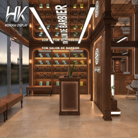 Vitrine de Salon de Beauté Personnalisée Écologique Durable de Haute Qualité avec Niches à Produits Éclairées par LED et Étagères pour Bouteilles pour Salons de Coiffure