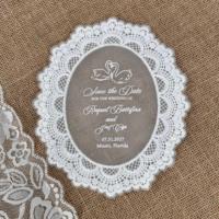 Carte de Menu et Marque-Place Personnalisés en Dentelle, Transfert Thermique, Tulle, Nom et Date, pour Mariage, Banquet, Décoration Élégante et Romantique, Vente en Gros
