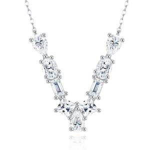 Collier en Moissanite VVS à Taille Multiple Certifiée Diamant (Testeur de Diamant Inclus) Lettre <span class=keywords><strong>F</strong></span>, en Argent 925 Plaqué Platine, Bijou Fin et Élégant - Product Image 6