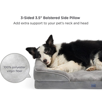 Lit pour chien rectangulaire de luxe, grand, en mousse à mémoire de forme, apaisant, doux, nouveau motif uni, style moderne classique, tendance, carton