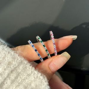 แหวนแต่งงานดีไซน์คลาสสิก Dylam Dainty รุ่น S925 เงินแท้ประดับเพชรทรงบาแกตต์สีชมพู เขียว น้ำเงิน คิวบิกเซอร์โคเนีย 5A สำหรับงานแต่งงานและเป็นแหวนแทนคำมั่นสัญญา - Product Image 3