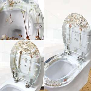 Abattants de toilettes modernes en lucite de haute qualité, design unique avec <span class=keywords><strong>résine</strong></span> transparente colorée, style unique - Product Image 4