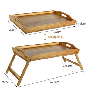 Plateaux de service pliables multifonctionnels en bois d'acacia naturel, très vendus, avec poignées latérales et pieds - Product Image 5