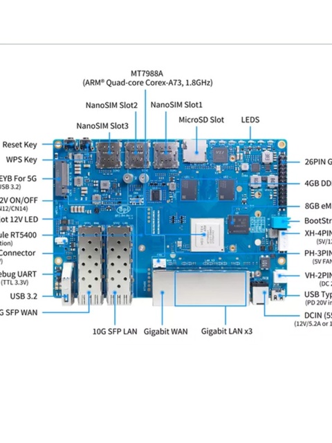 Banana Pi [BPI-R4] open-source router MT7988A Banana Pi development board quad core gateway Ai