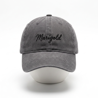Gorra de Béisbol de Algodón Lavado Gris Carbón Personalizada al por Mayor con Bordado Negro de 6 Paneles y Visera Curva Estilo Dad Hat