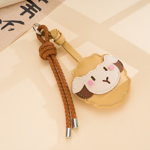 Llavero de PU con diseño de oveja de dibujos animados, adorno de cuero de oveja con cuerda trenzada, amuleto para bolso, en stock, Año de la Oveja 2027 - Product Image 6