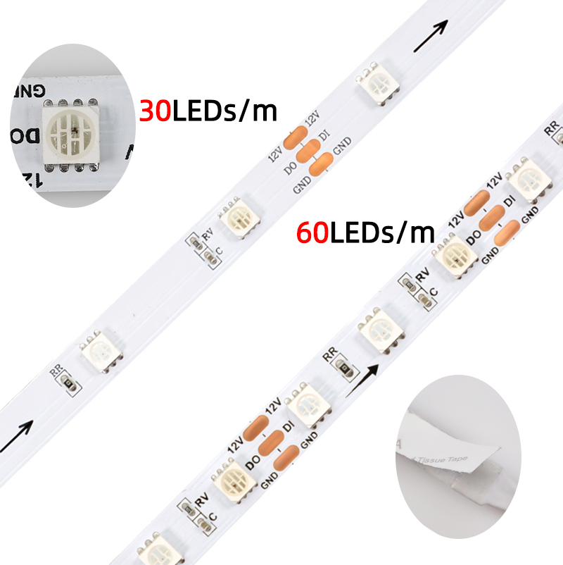 New 60LEDs 5050 SMD WS2811 IP20 Waterproof Smart App Control RGB led strip light kit