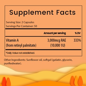 Capsules de vitamine A OEM ODM pour soutenir le système immunitaire, la santé de la peau, la santé des yeux, l'énergie quotidienne, complément alimentaire végétalien sans OGM - Product Image 2