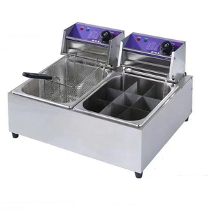 8L + 8L Fritadeira Elétrica de Aço Inoxidável 2 Tanque 2 Cesta Batata Chip Carrinho de cachorro-quente comercial com grill e fritadeira - Product Image 5