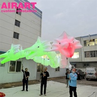 Dragon gonflable à trois têtes avec éclairage LED blanc, dragon gonflable géant pour défilé nocturne, événement de carnaval