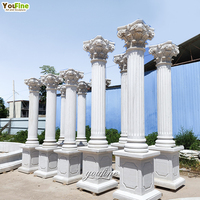Colonne romaine en marbre blanc sculptée à la main YouFine Luxury avec chapiteau corinthien pour la décoration extérieure de jardin, maison, villa