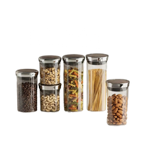 Boîte de conservation alimentaire portable en verre hermétique anti-humidité avec couvercle à rabat transparent pour céréales, pâtes, grains de café, cuisine, camping, grande taille