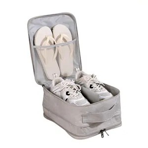 Bolsa de zapatos de poliéster de gran capacidad para viajar, bolsa de almacenamiento portátil, bolsa de polvo para zapatos con cremallera