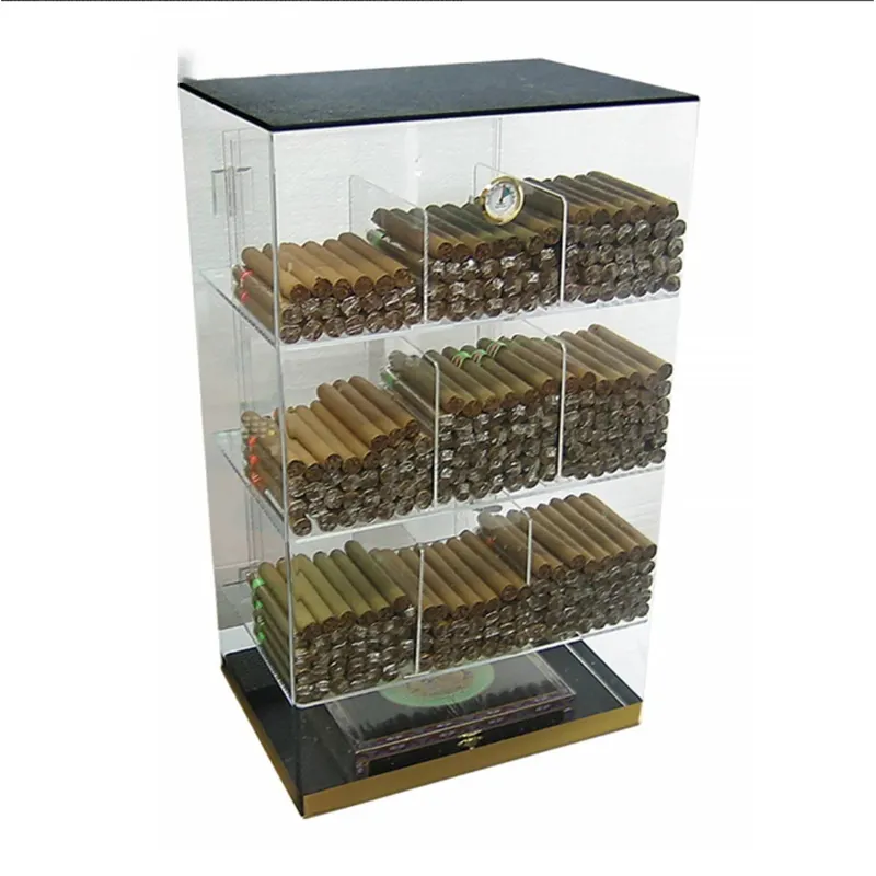 Benutzer definierte Clear Counter Locking Door Acryl Zigarren Display Showcase für den Großhandel