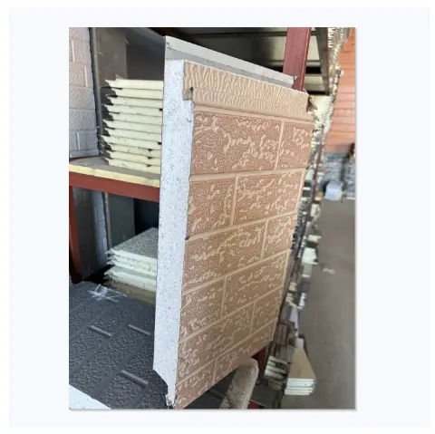 Parede decorativa tapume panel/PU sandwich panel/50mm Parede exterior placa isolante para casa pré-fabricada