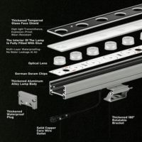 Éclairage linéaire à LED haute puissance, indice de protection IP67, en aluminium, avec support réglable, pour architecture extérieure, DMX, haute luminosité, pour mur