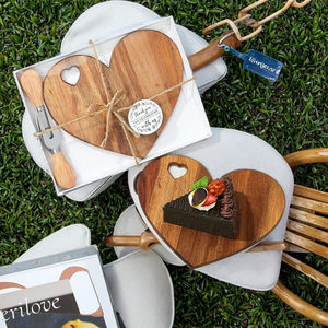 Set di taglieri di salumi in legno di Acacia Mini taglieri di formaggio a forma di cuore coltelli per formaggio da sposa doccia grazie scatola regalo per - Product Image 2