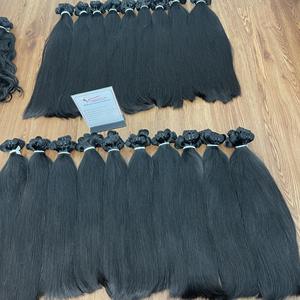 Extensión de cabello humano vietnamita crudo máquina de textura ondulada natural recta y natural trama doble de alta calidad - Product Image 1