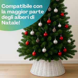 Gonna per Albero di Natale in Vimini Bianco, Diametro 40-60 cm, Altezza 25 cm, Supporto Intrecciato - Product Image 4