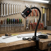 Lampe de travail LED super lumineuse à col de cygne pour machine-outil, base à pince en plastique, bras flexible, éclairage d'atelier et de table de travail 24V 220V