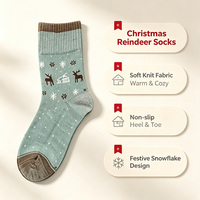 Chaussettes de Noël Off White pour femmes, motif jacquard lapin et flocon de neige, mi-mollet, en coton, chaussettes de fête, en stock