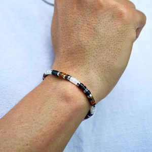 <span class=keywords><strong>Bracelet</strong></span> délicat en acier inoxydable avec perles en œil de tigre et onyx noir, pierre précieuse naturelle, protection spirituelle puissante, cadeau unisexe - Product Image 4