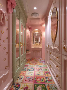 Armario <span class=keywords><strong>Vestidor</strong></span> Rosa para Niña, Armario Personalizado con Lazo Dorado, Armario de Lujo con Lazo, Mueble de Princesa - Product Image 6