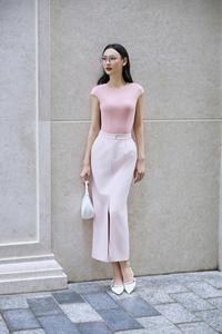 Elegante / Estilo Ejecutivo / Vintage Minimalista Maxi Estándar Vietnamita Sólida de Cintura Alta Elegante Falda Midi con Abertura Frontal KV27 - Product Image 6