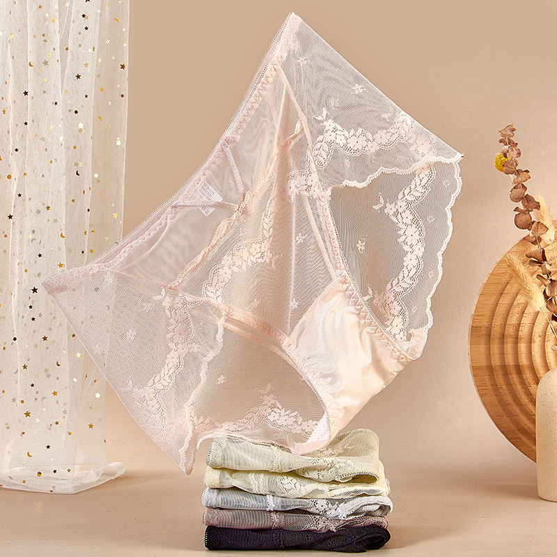 Wholesale Custom Lace Women Briefs Breathable Panty High Elasticity Mid-rise Panties French Lace Ladies Sexy Underwear