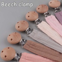 Chaîne Attache-Tétine en Coton Bestseller pour Nouveau-né, Clip en Bois de Hêtre Anti-Chute, Support Sucette, Cadeaux de Dentition Bébé
